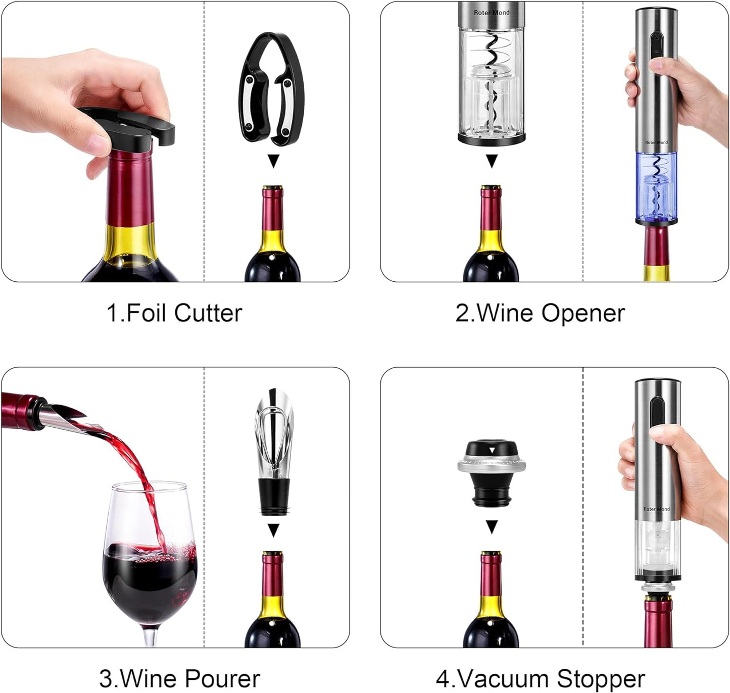 Electric Wine Bottle Opener Set with Vacuum Preserver...