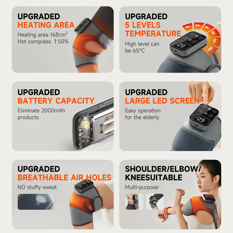 Cordless Knee Massager with Heat Vibration for Pain Relief
