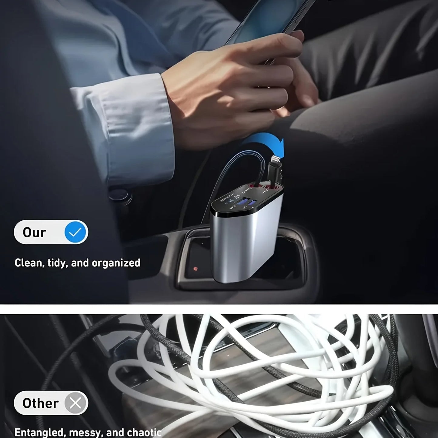 120W Retractable Car Charger