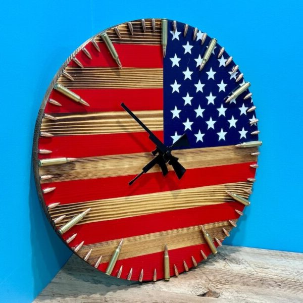 Handmade American Flag Clock | Handmade Patriotic Flag...