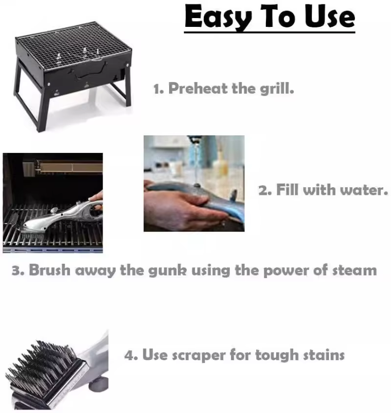 Barbecue Grill Outdoor Steam Cleaning Brush BBQ Cleaner...