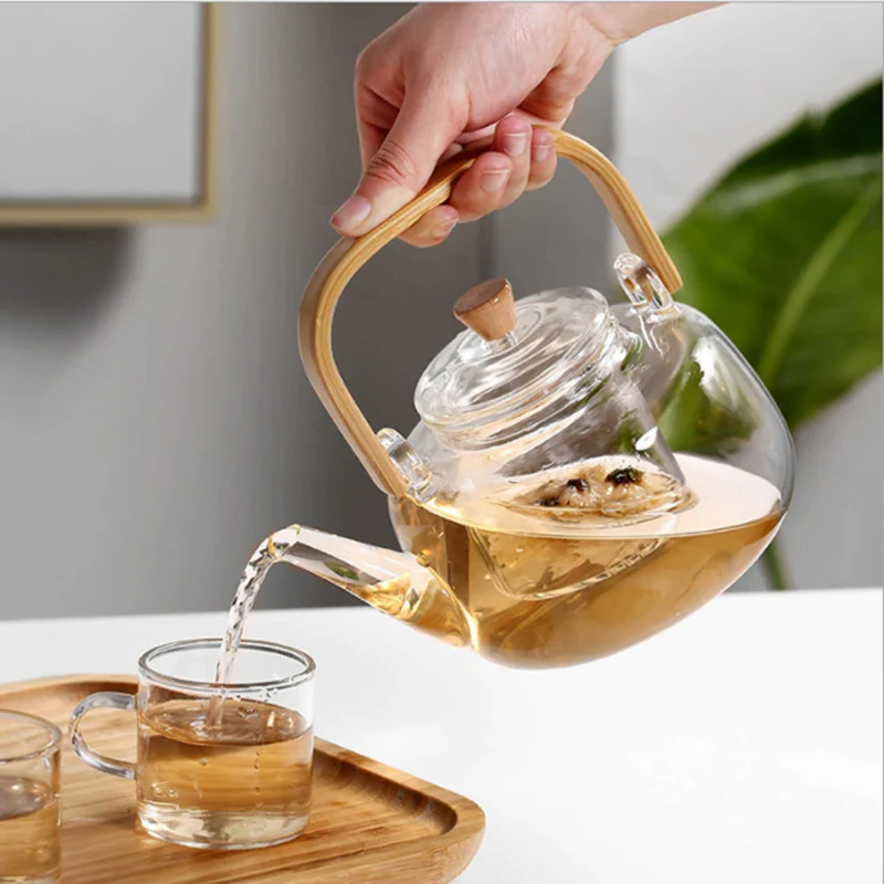 Glass Teapot Heat-Resistant Borosilicate Glass Teapot...