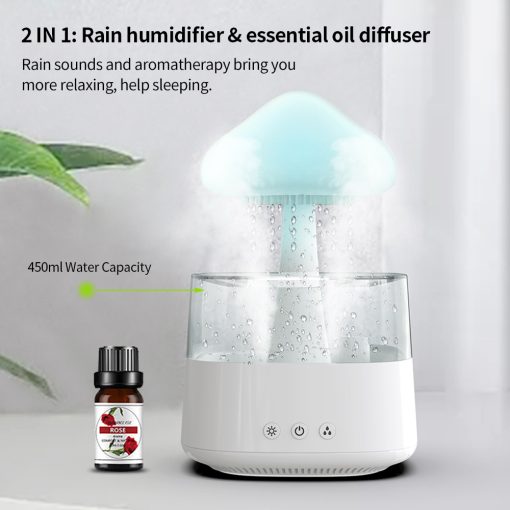 2-in-1 Desk Light Humidifier Rain Cloud Aromatherapy...