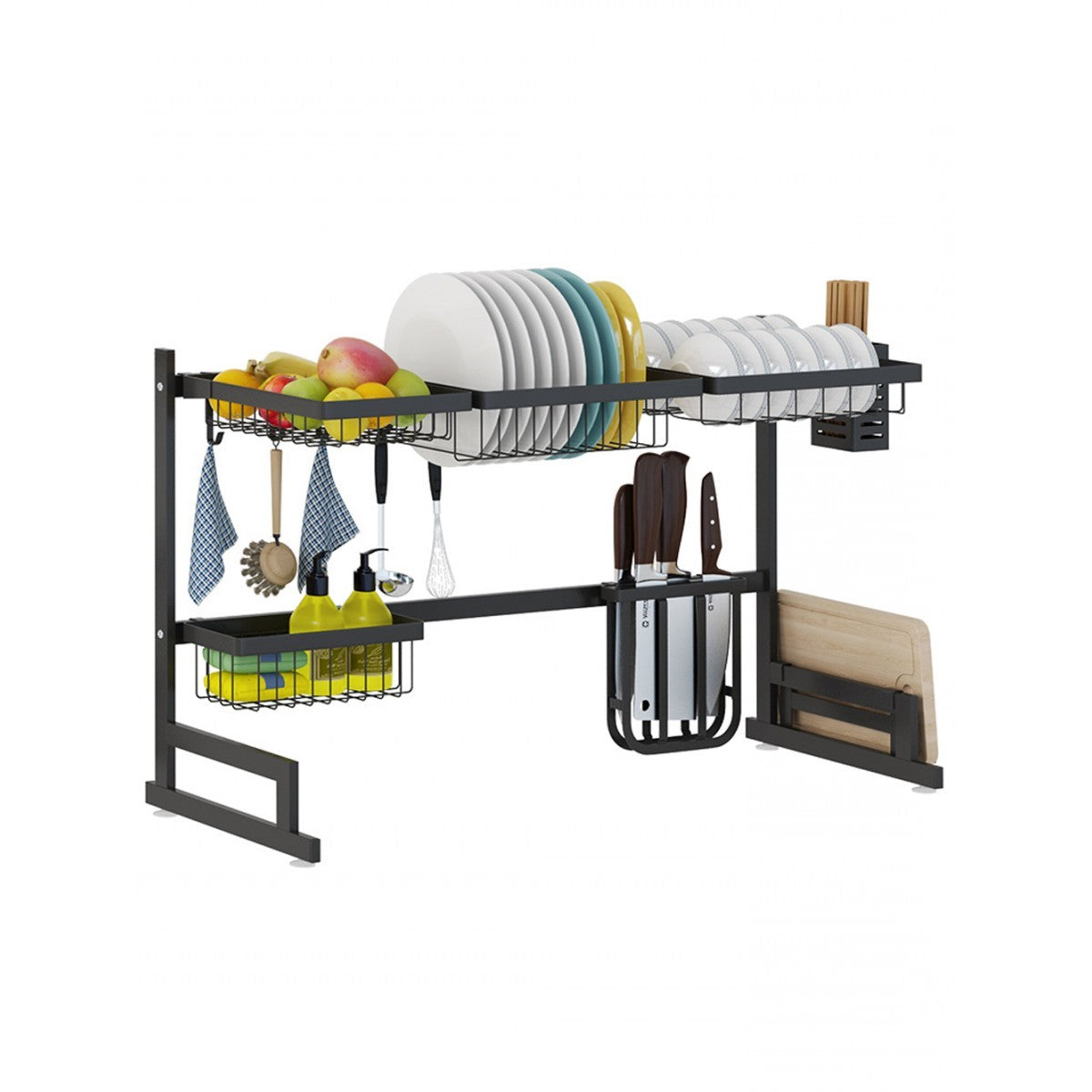 34.6" Stainless Steel Black Dish Drying Rack Over...