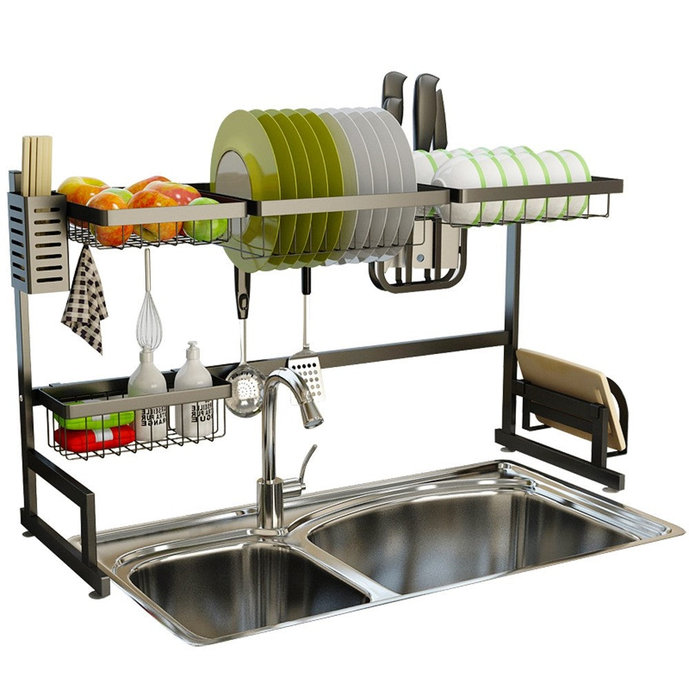 34.6" Stainless Steel Black Dish Drying Rack Over...