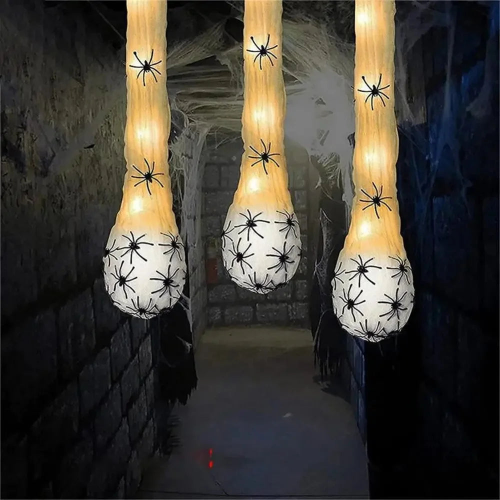 Light up Spider Egg Sacs Halloween Decor Hanging Prop