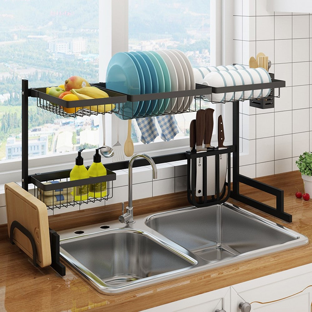 34.6" Stainless Steel Black Dish Drying Rack Over...