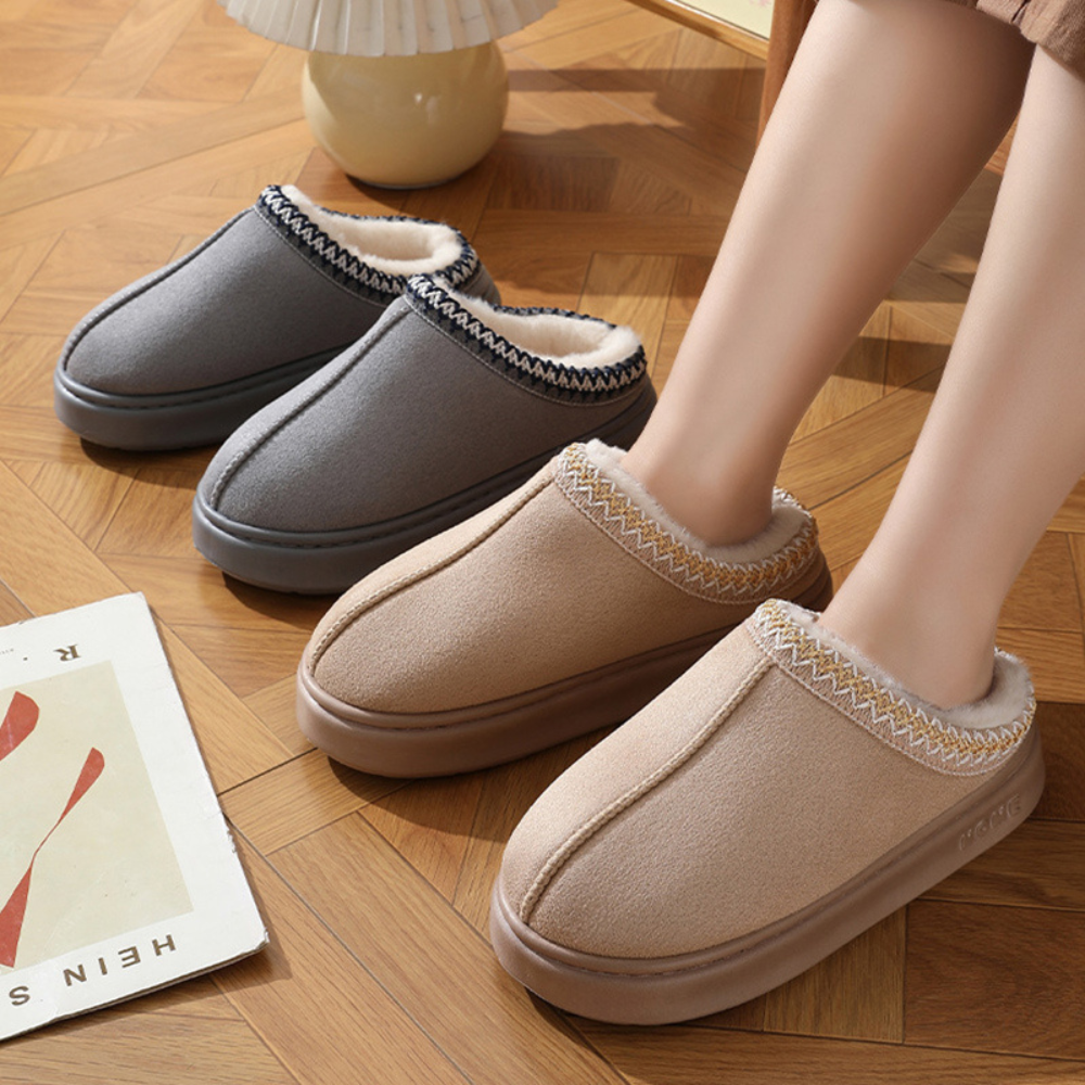 Fluffy Insole Platform Slippers Winter Slip on Faux Fur...