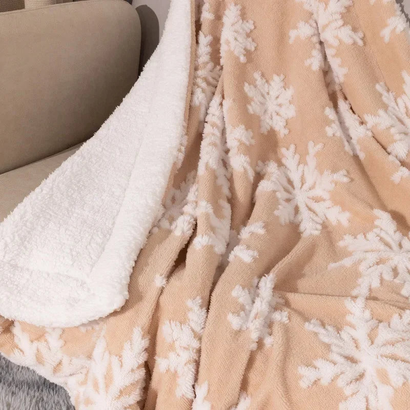 Christmas Wool Blanket Throw for Sofa and Bed