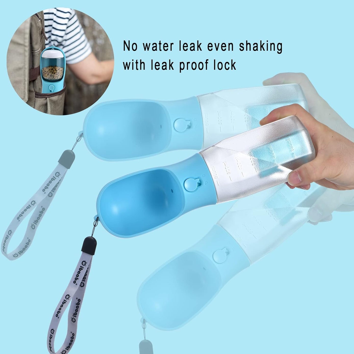 Dog Water Bottle with Food Container