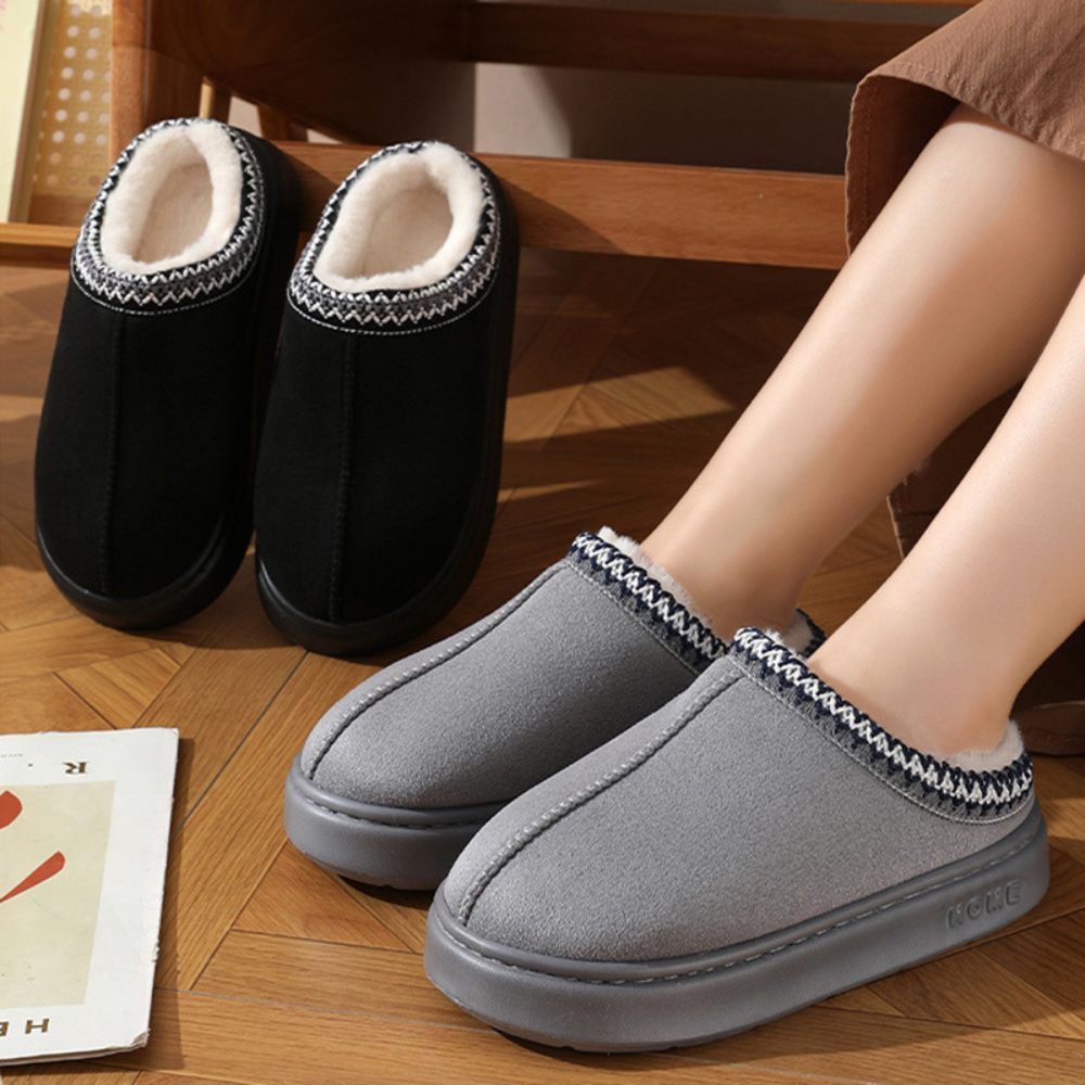 Fluffy Insole Platform Slippers Winter Slip on Faux Fur...