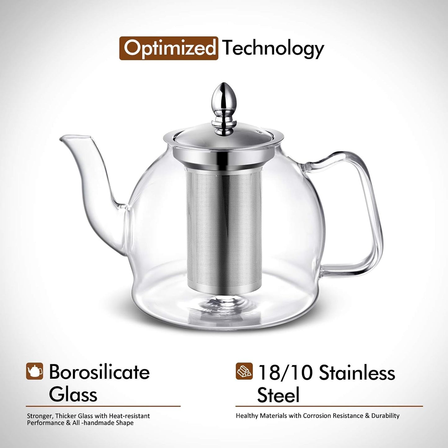 Blooming and Loose Leaf 1000ml Glass Teapot with...