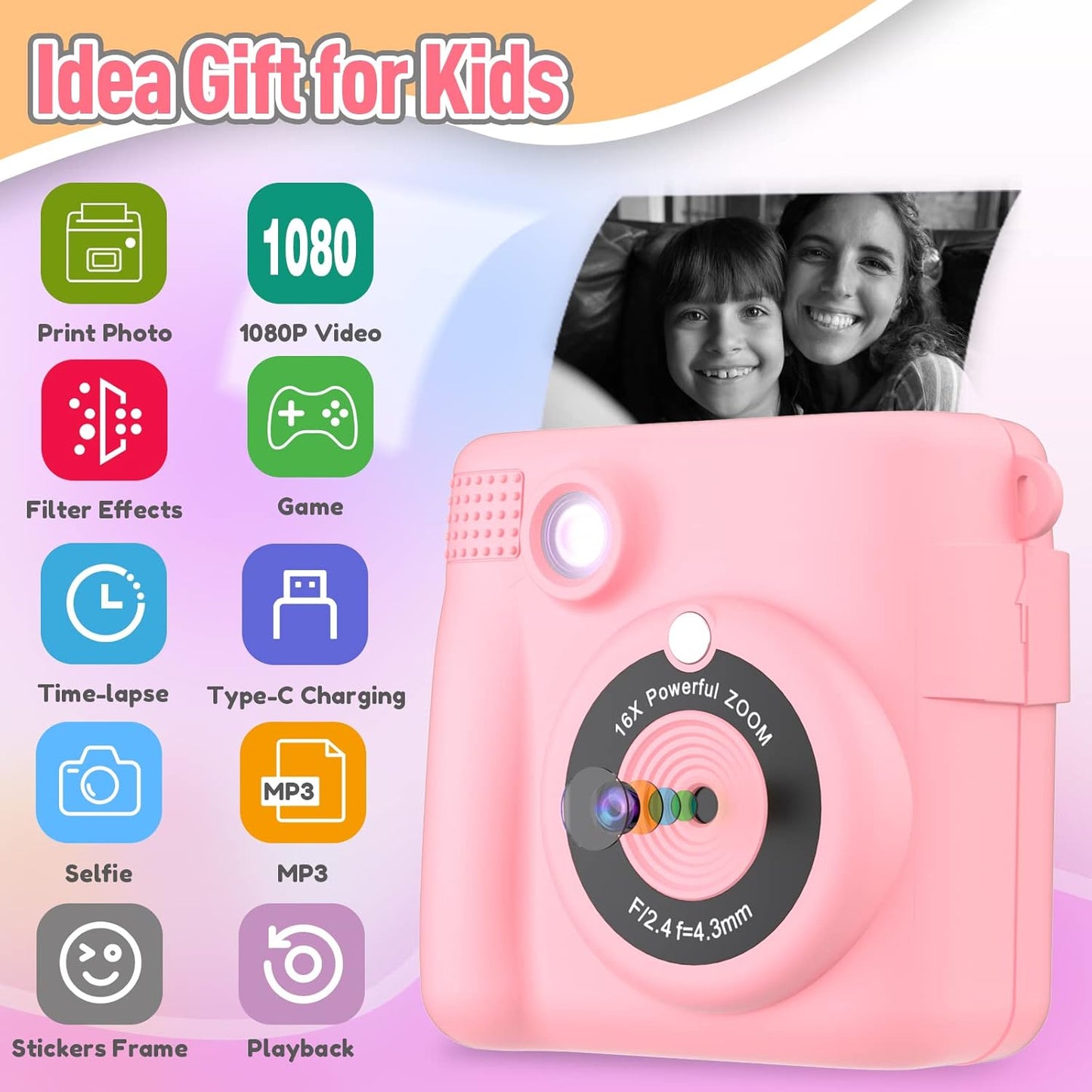 Digital Instant Print Portable Camera for Kids