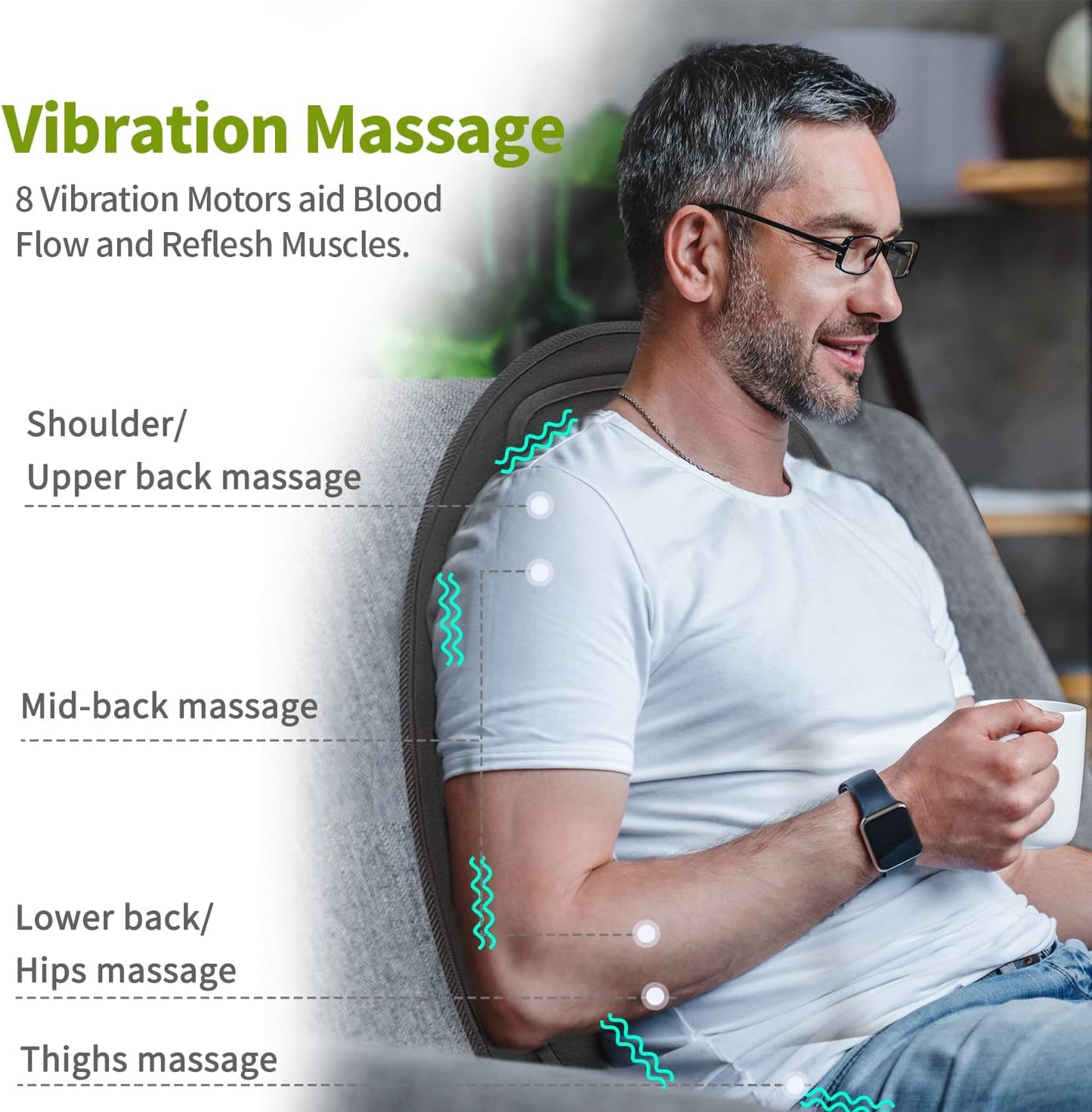 Chair and Car Seat Massage Cushion Pad with Heat
