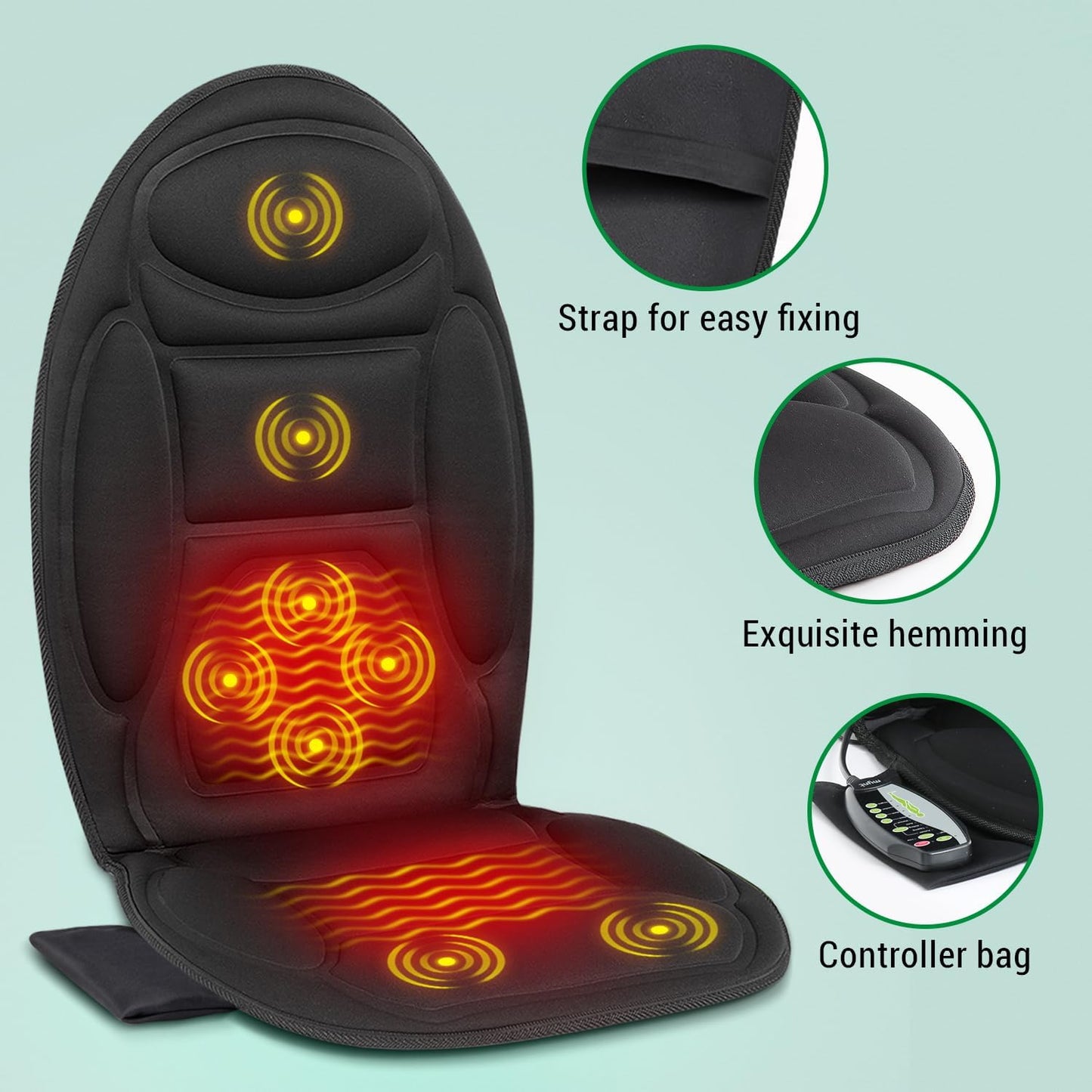 Chair and Car Seat Massage Cushion Pad with Heat