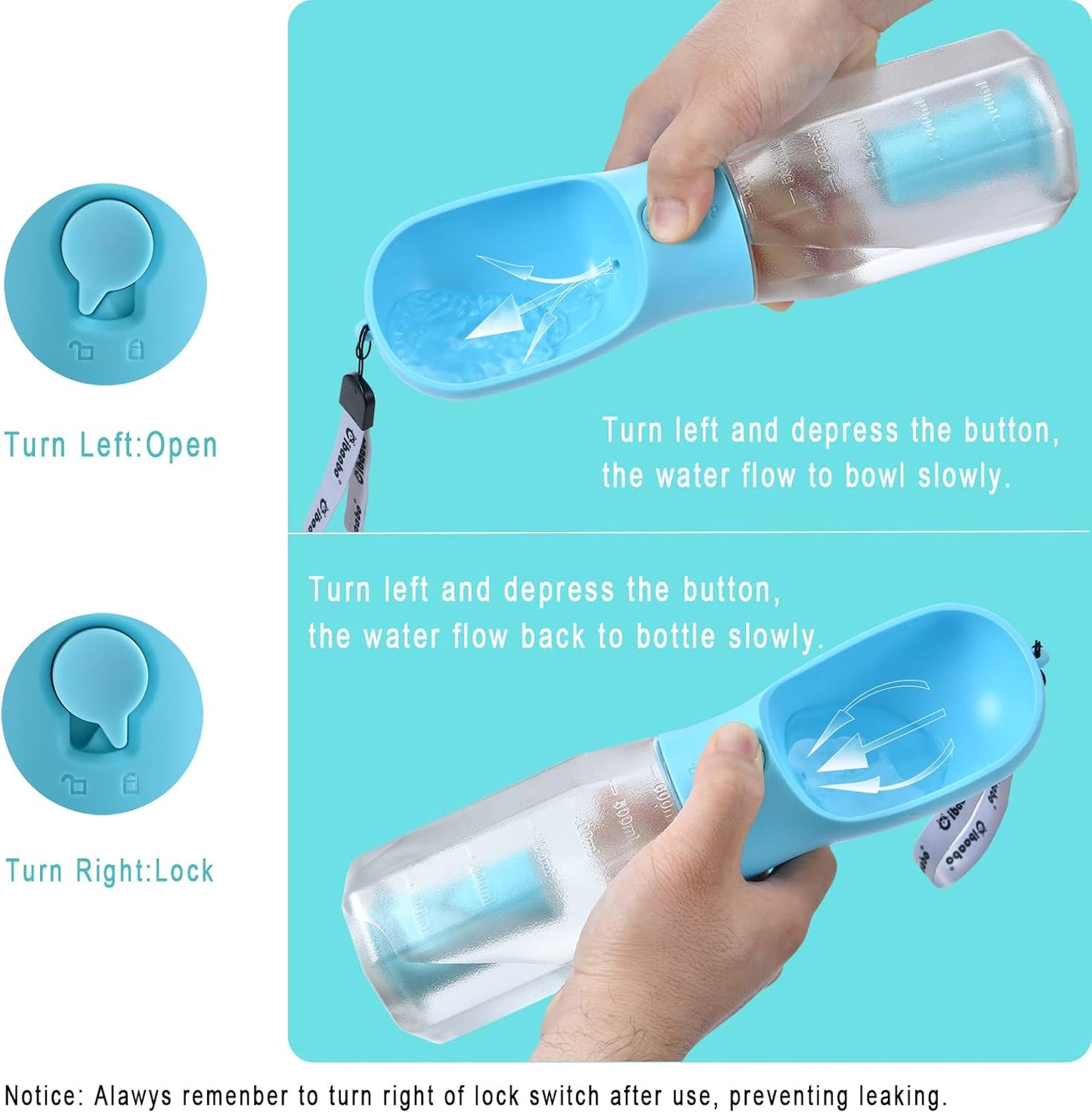 Dog Water Bottle with Food Container