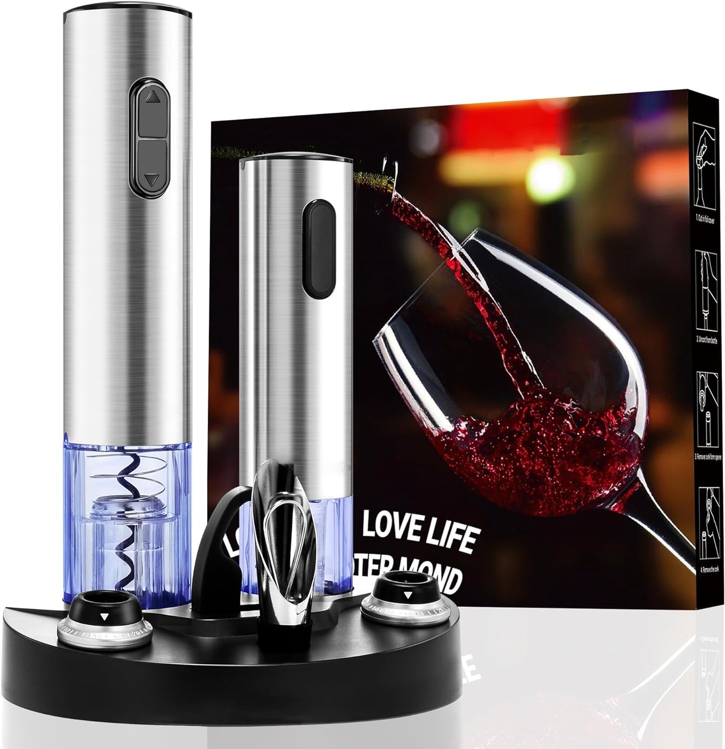 Electric Wine Bottle Opener Set with Vacuum Preserver...