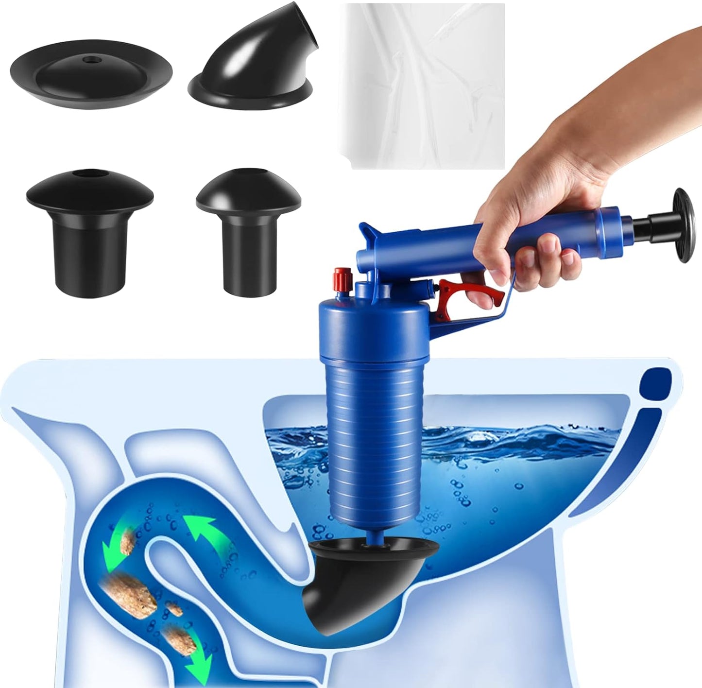 Drain Blaster Air Toilet Sink Plunger Gun Drain Clog...