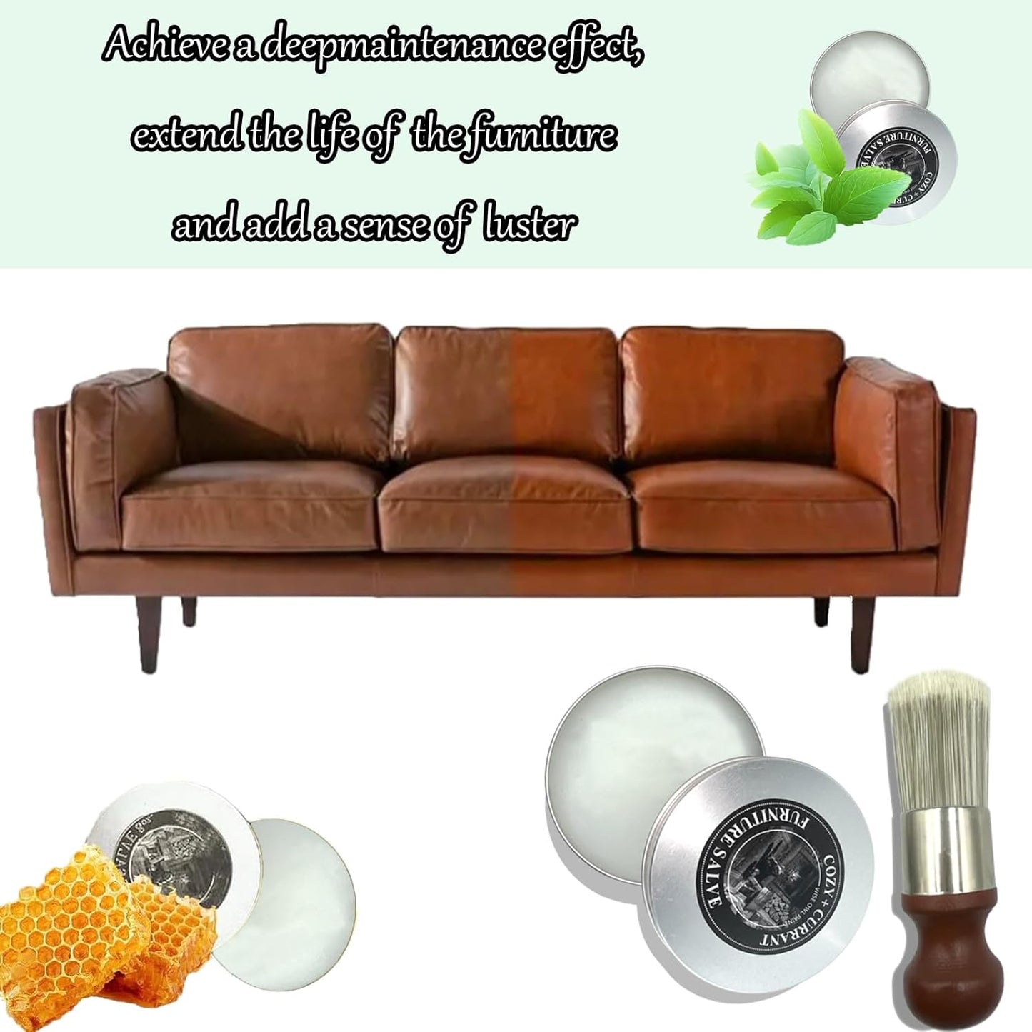 Furniture Salve and Brush for Leather and Wood