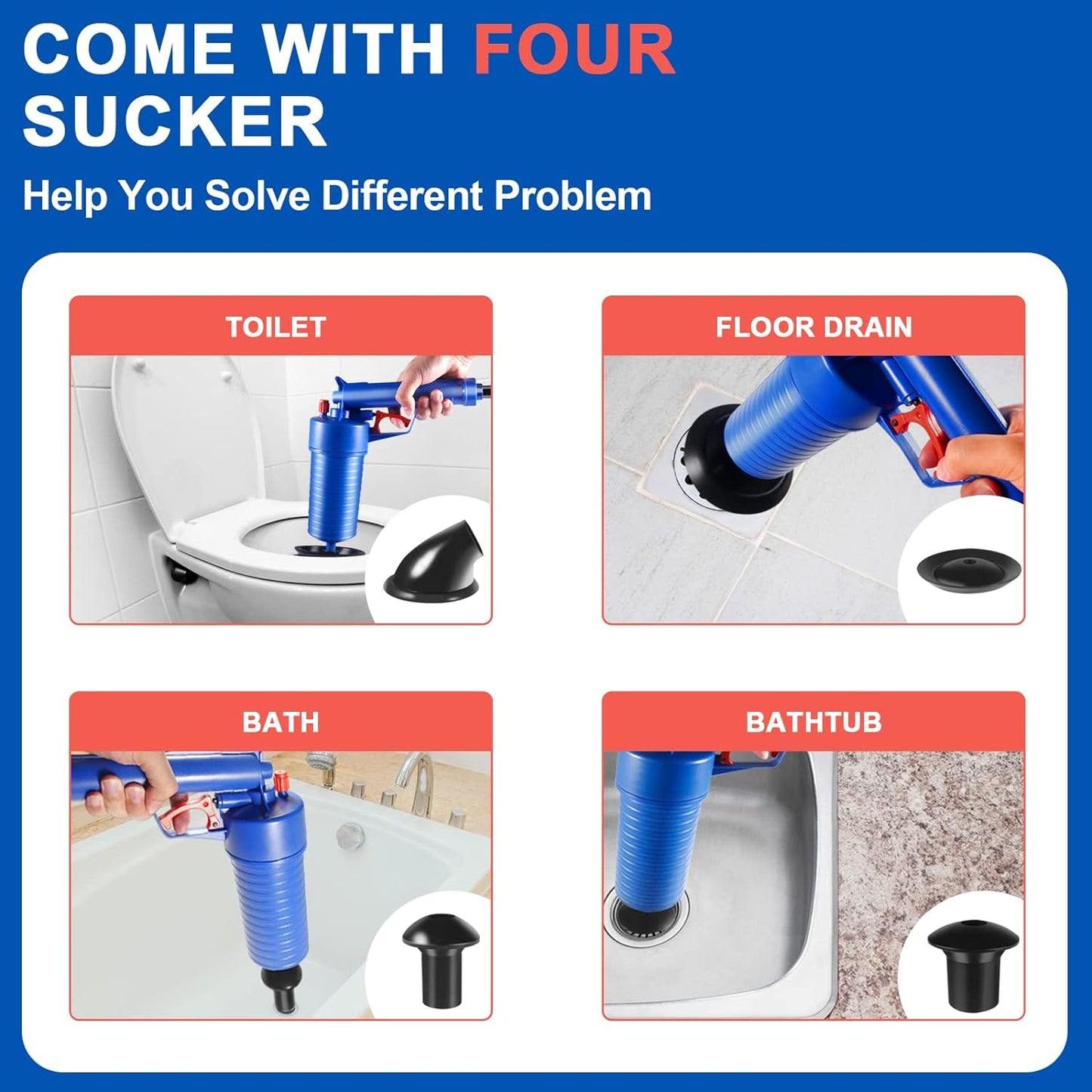 Drain Blaster Air Toilet Sink Plunger Gun Drain Clog...