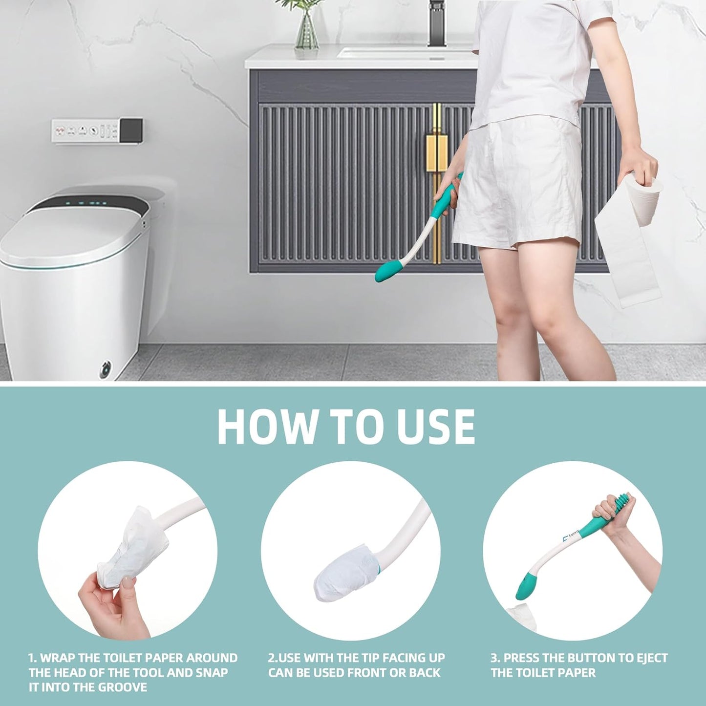 Toilet Aid for Wiping Long Reach Comfort Butt Wiper Tools