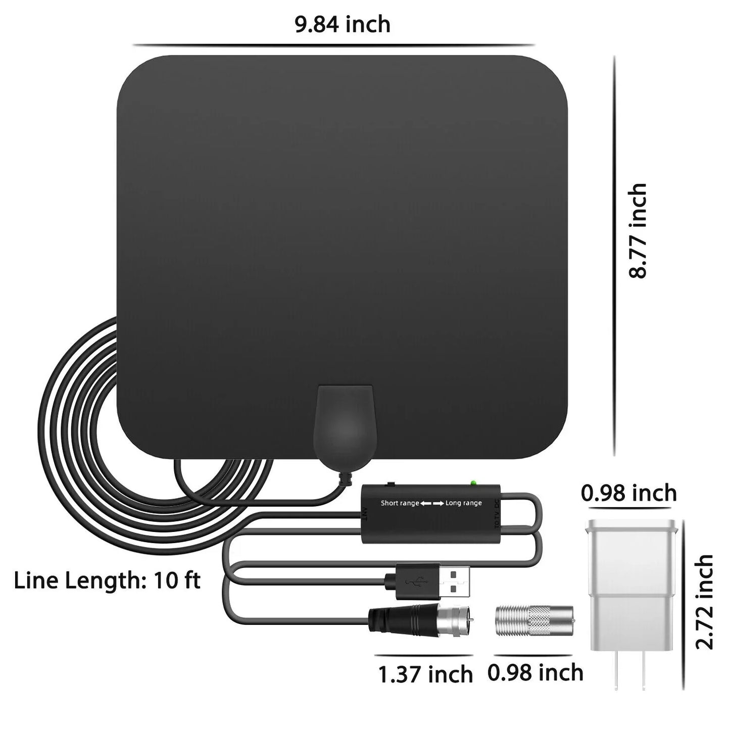 300 Miles Indoor Digital Amplified HDTV Antenna W/...