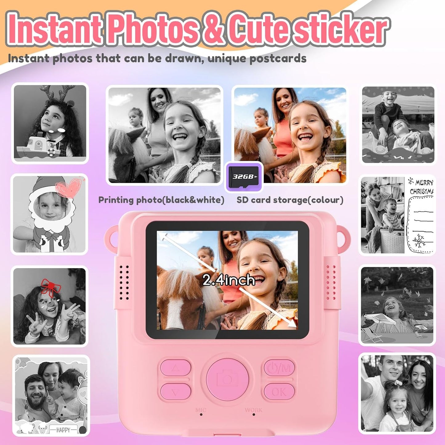 Digital Instant Print Portable Camera for Kids