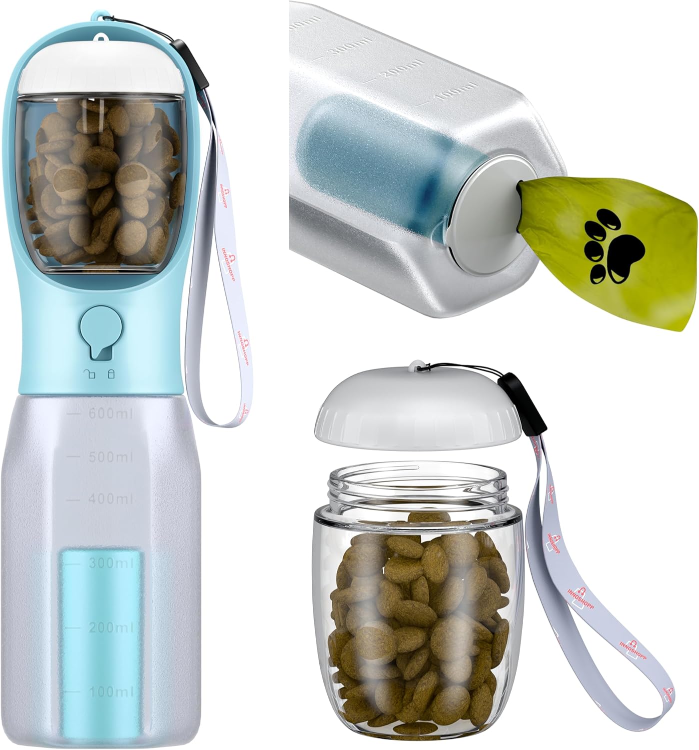 Dog Water Bottle with Food Container