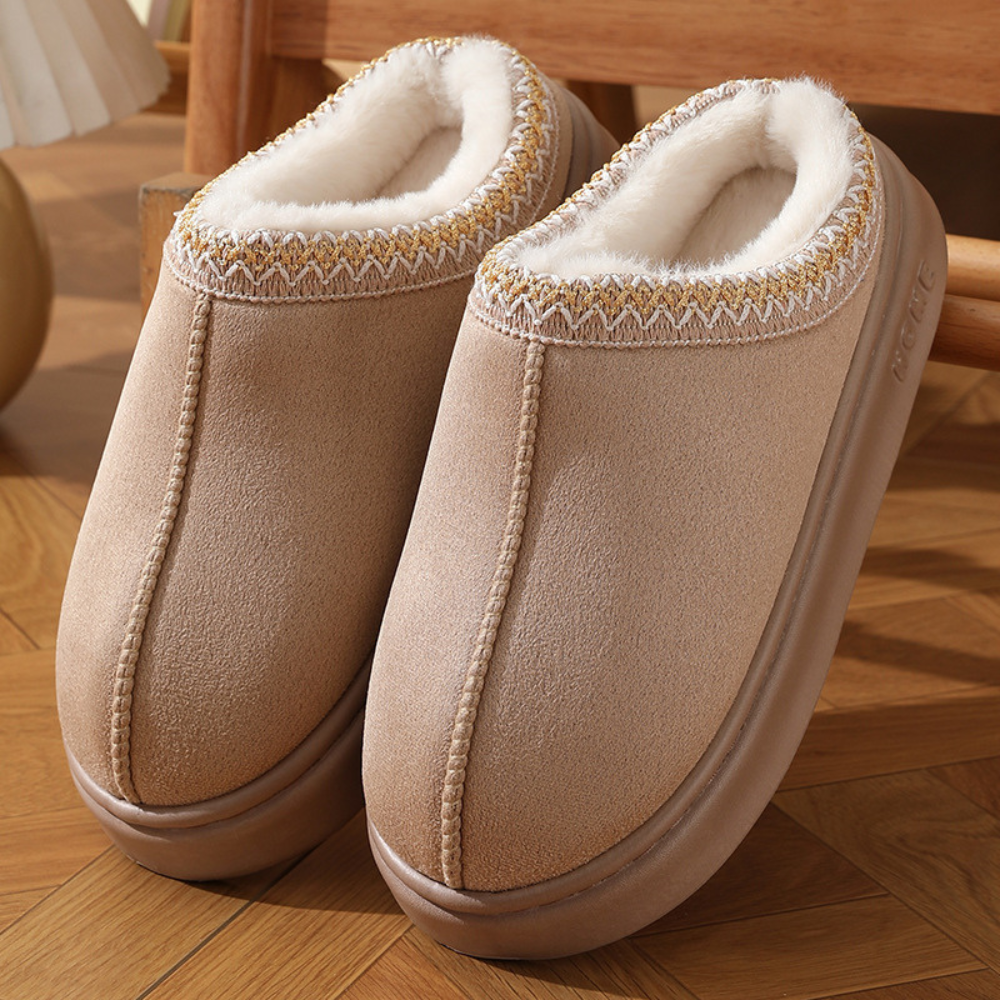Fluffy Insole Platform Slippers Winter Slip on Faux Fur...