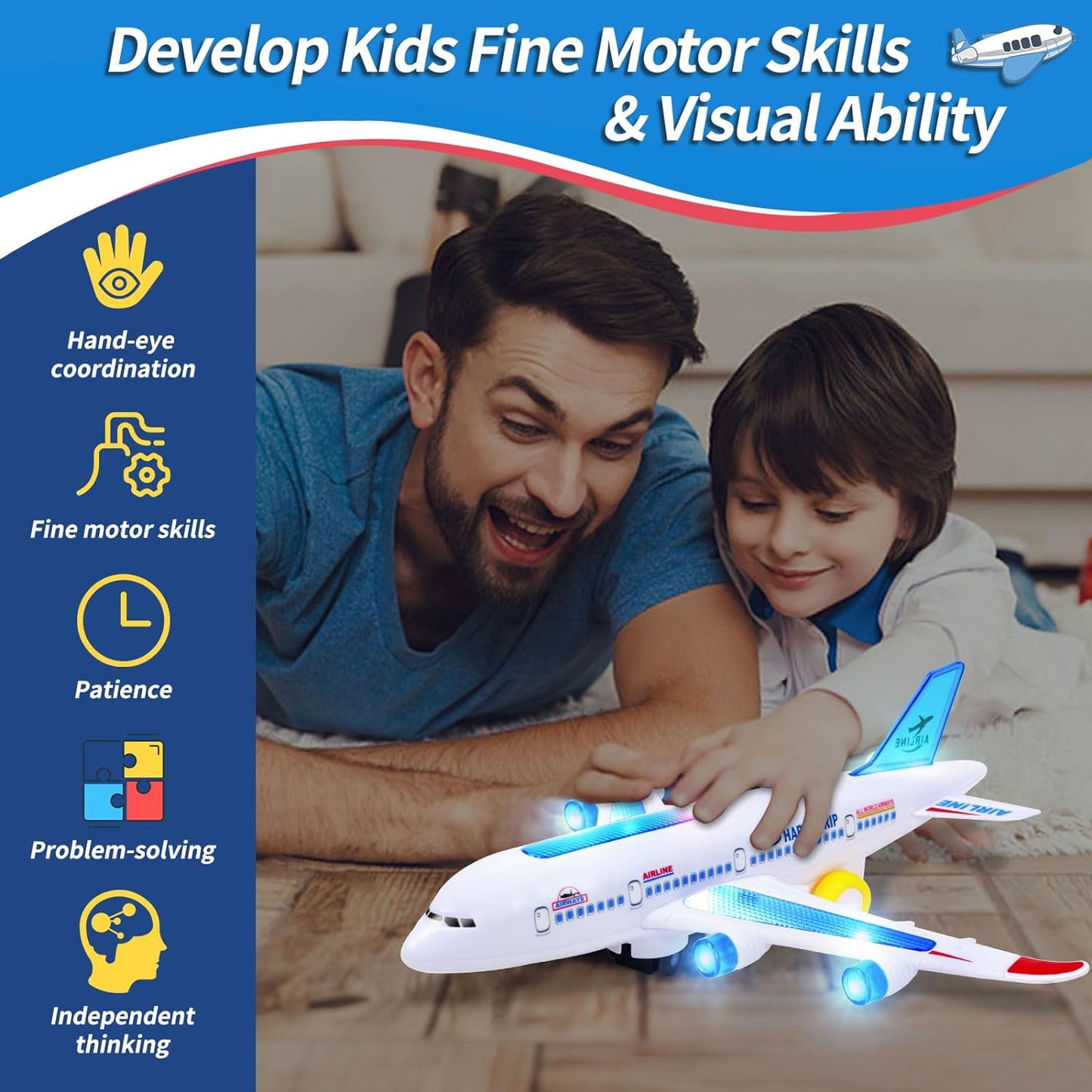 Electric Airplane Toy with Music and Light Effects
