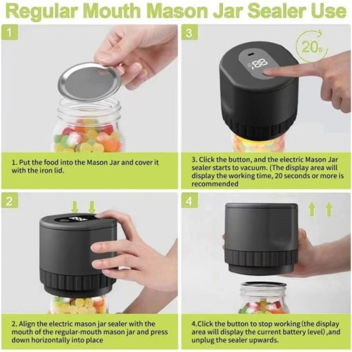 Electric Mason Jar Vacuum Sealer Kit | Cordless &...