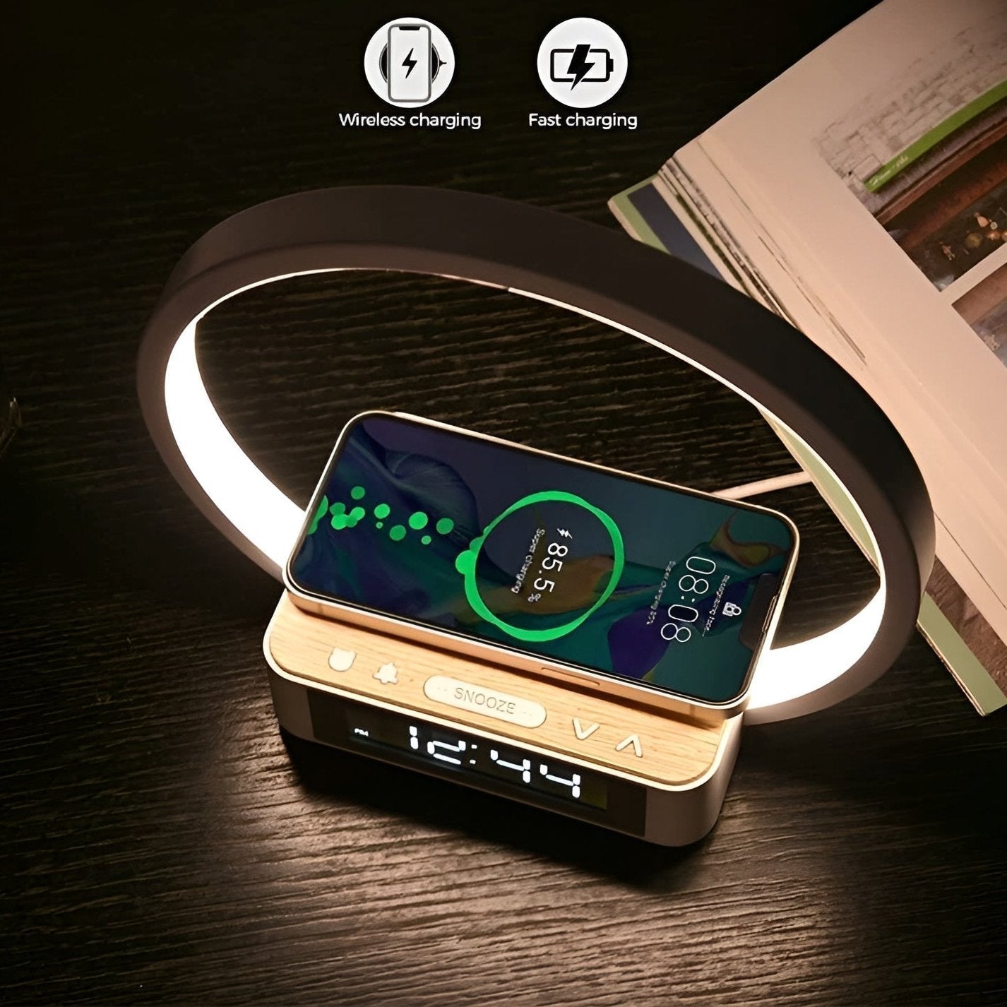 3-in-1 Table Lamp – Wireless Charging, Alarm Clock &...