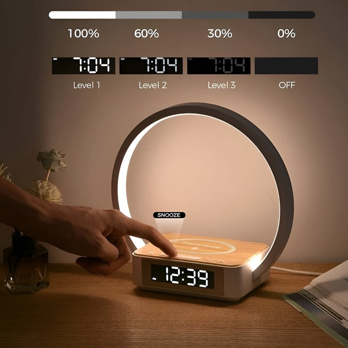 3-in-1 Table Lamp – Wireless Charging, Alarm Clock &...