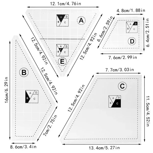 Creative Quilting Cutting Template ( Set)