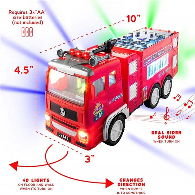 Electric Fire Engine Toy with Lights for Children