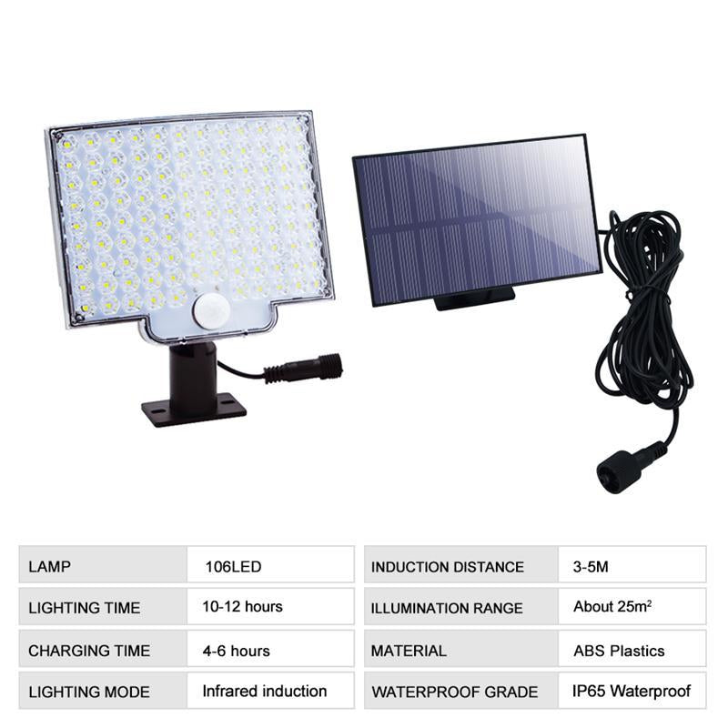 Solar Motion Sensor Light – 106 LED Wireless Outdoor Security Lamp