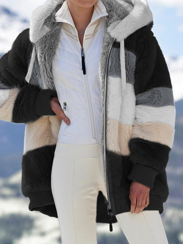 Multicolored Hooded Coat