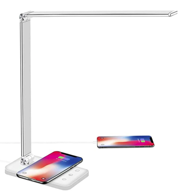 Contemporary Adjustable LED Table Lamp with Charging...
