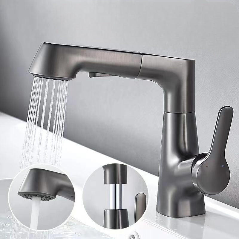 Bathroom Faucet with Rotating Retractable Hand Shower