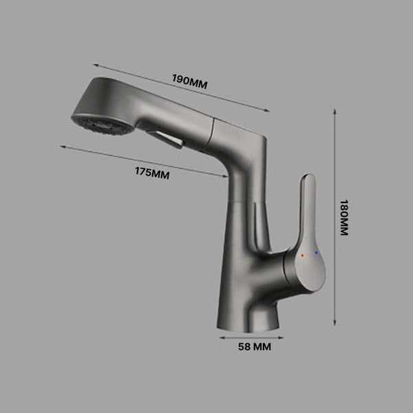 Bathroom Faucet with Rotating Retractable Hand Shower