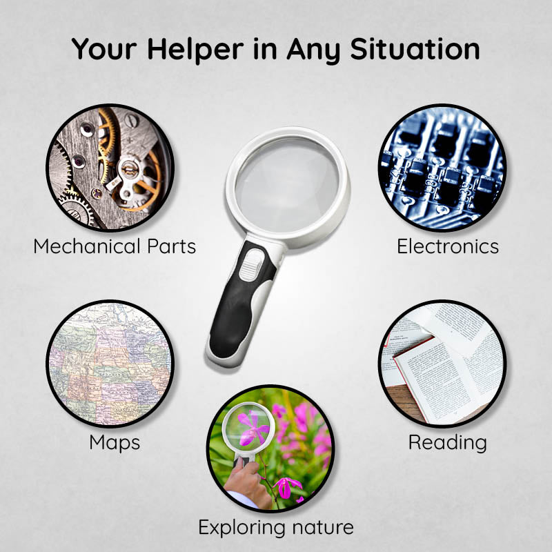 LED Lighted Magnifying Glass – Handheld Reading...