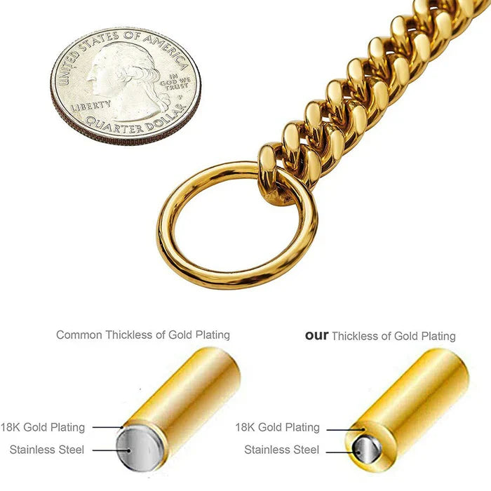Dog Chain Collar, Black, Gold, Stainless Steel for Dogs...