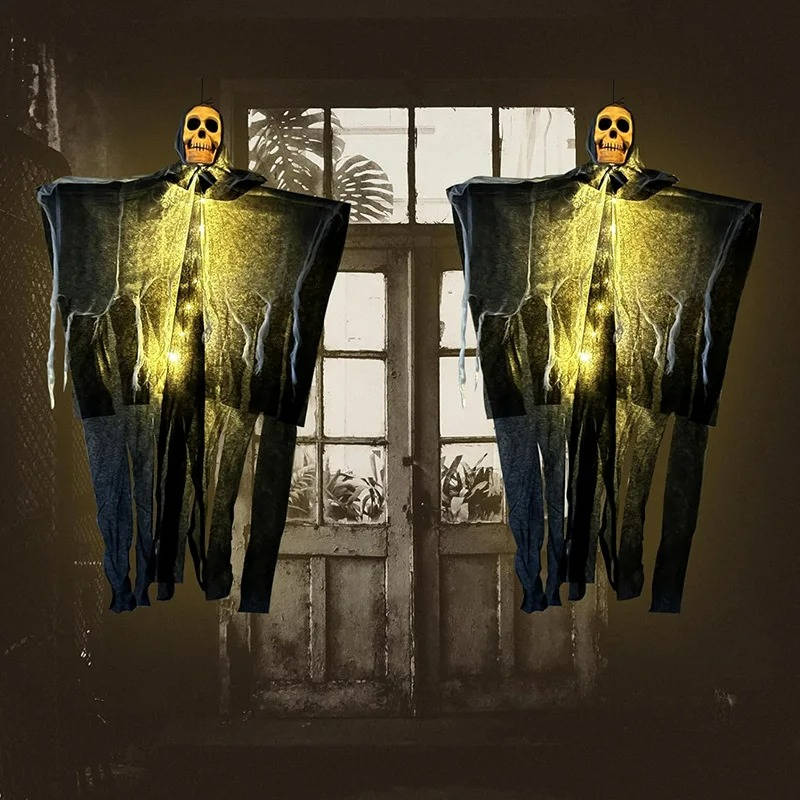 Glowing Skull Scary Outdoor Halloween Decorations- Set...