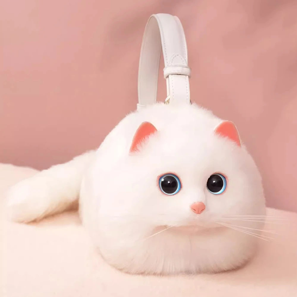 One Shoulder Plush Cat Bag