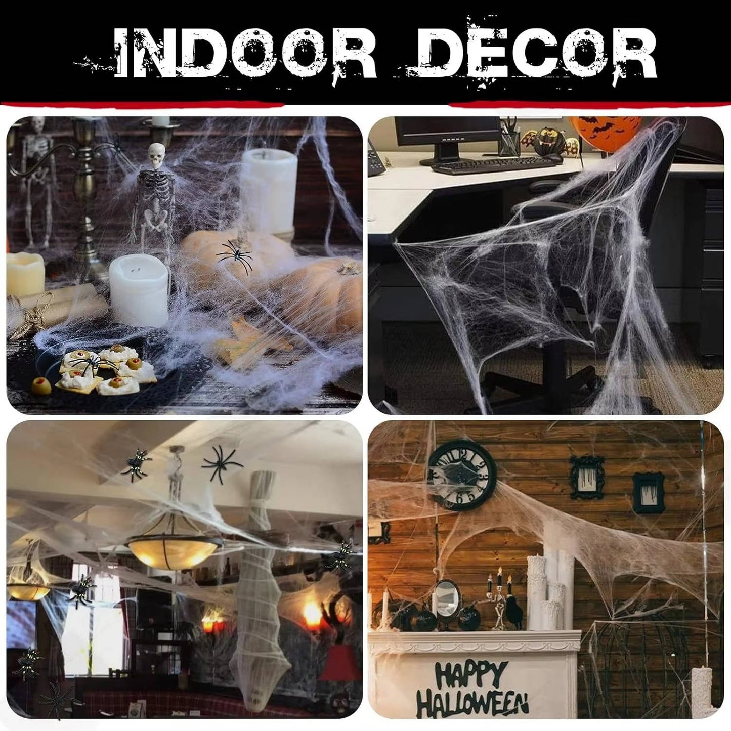200 Sqft Spider Webs Halloween Door Decorations with...