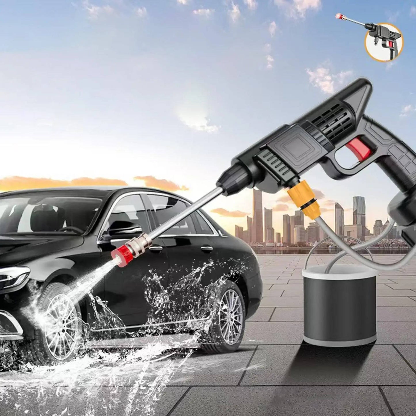 Cordless Portable High Pressure Spray Water Gun Set |...