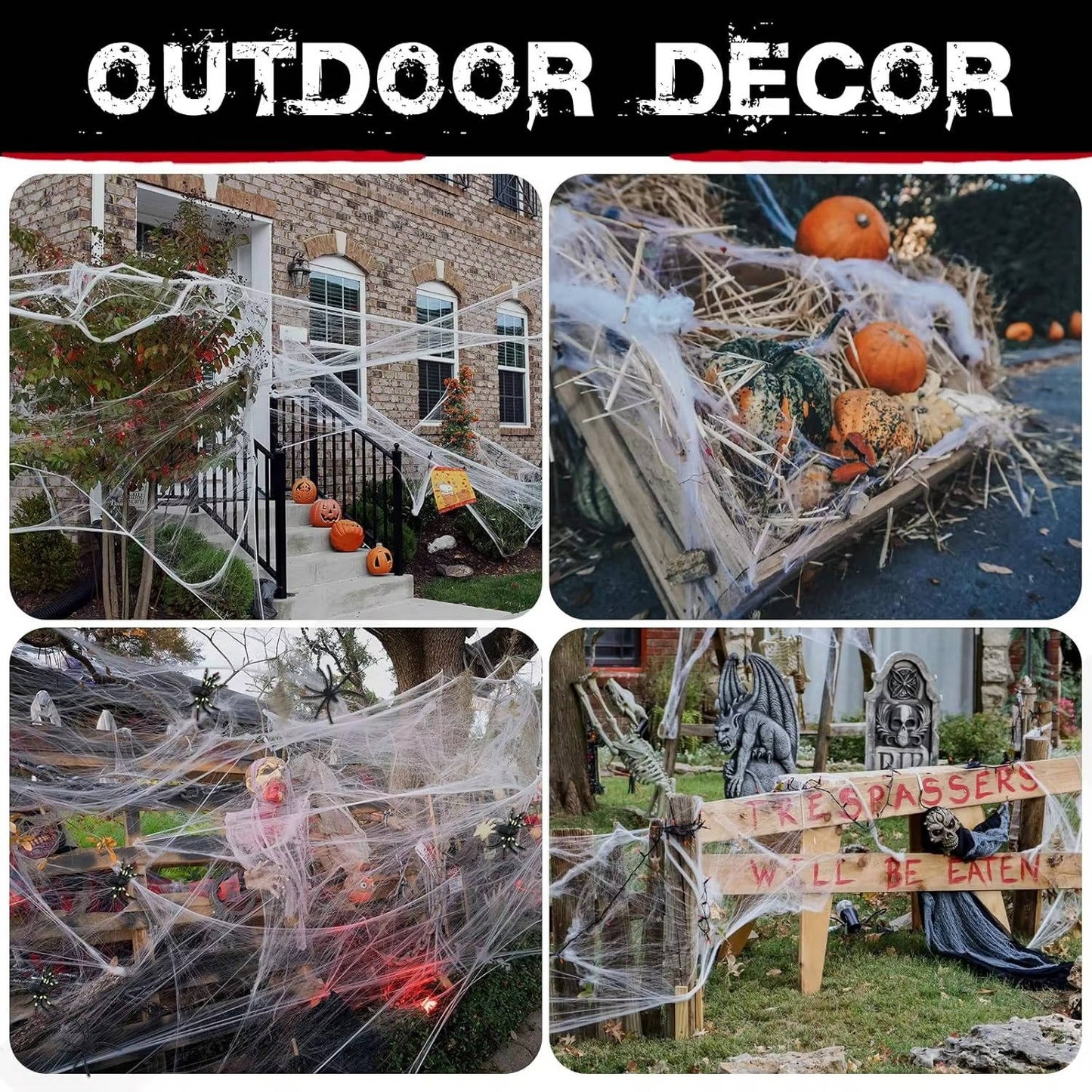 200 Sqft Spider Webs Halloween Door Decorations with...