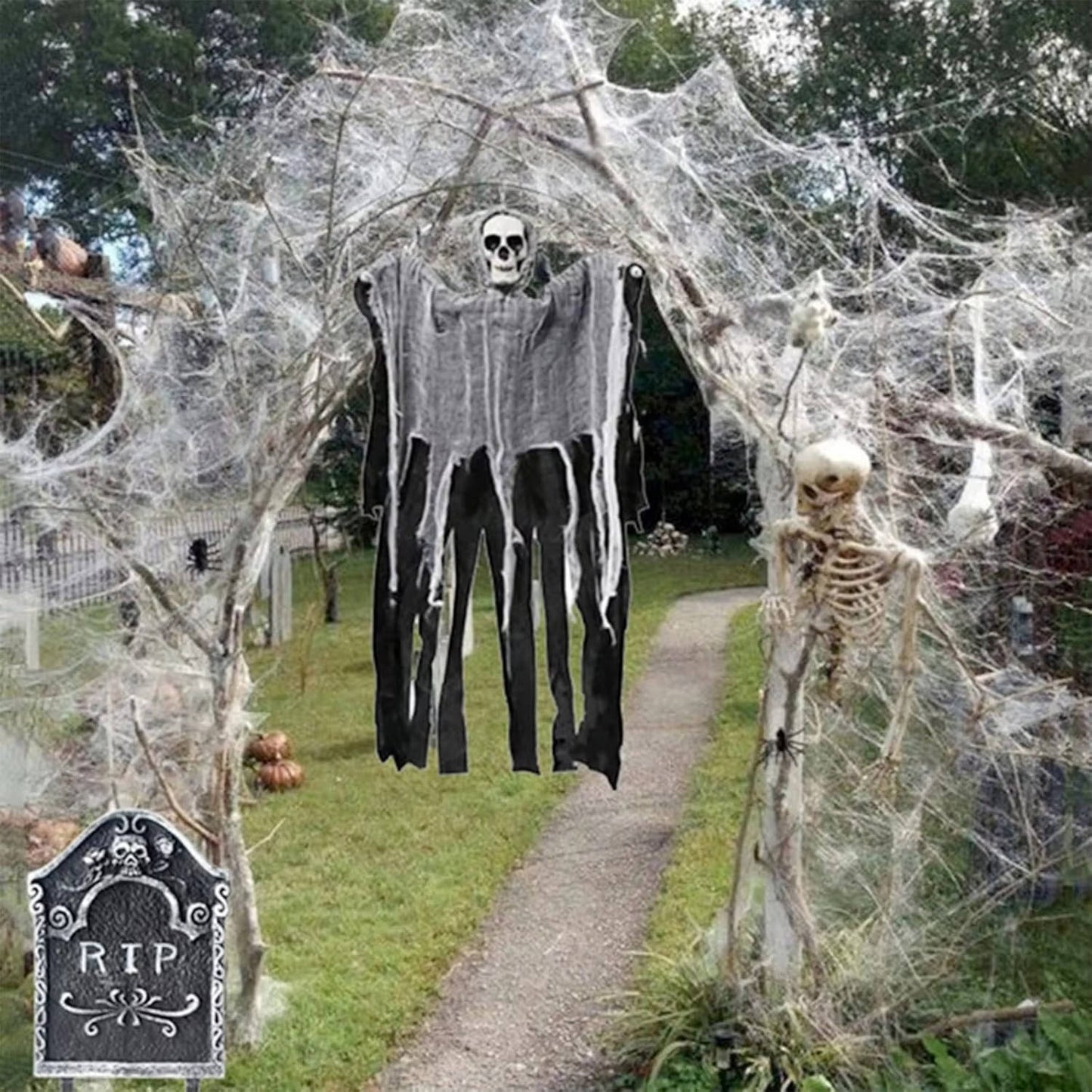 200 Sqft Spider Webs Halloween Door Decorations with...