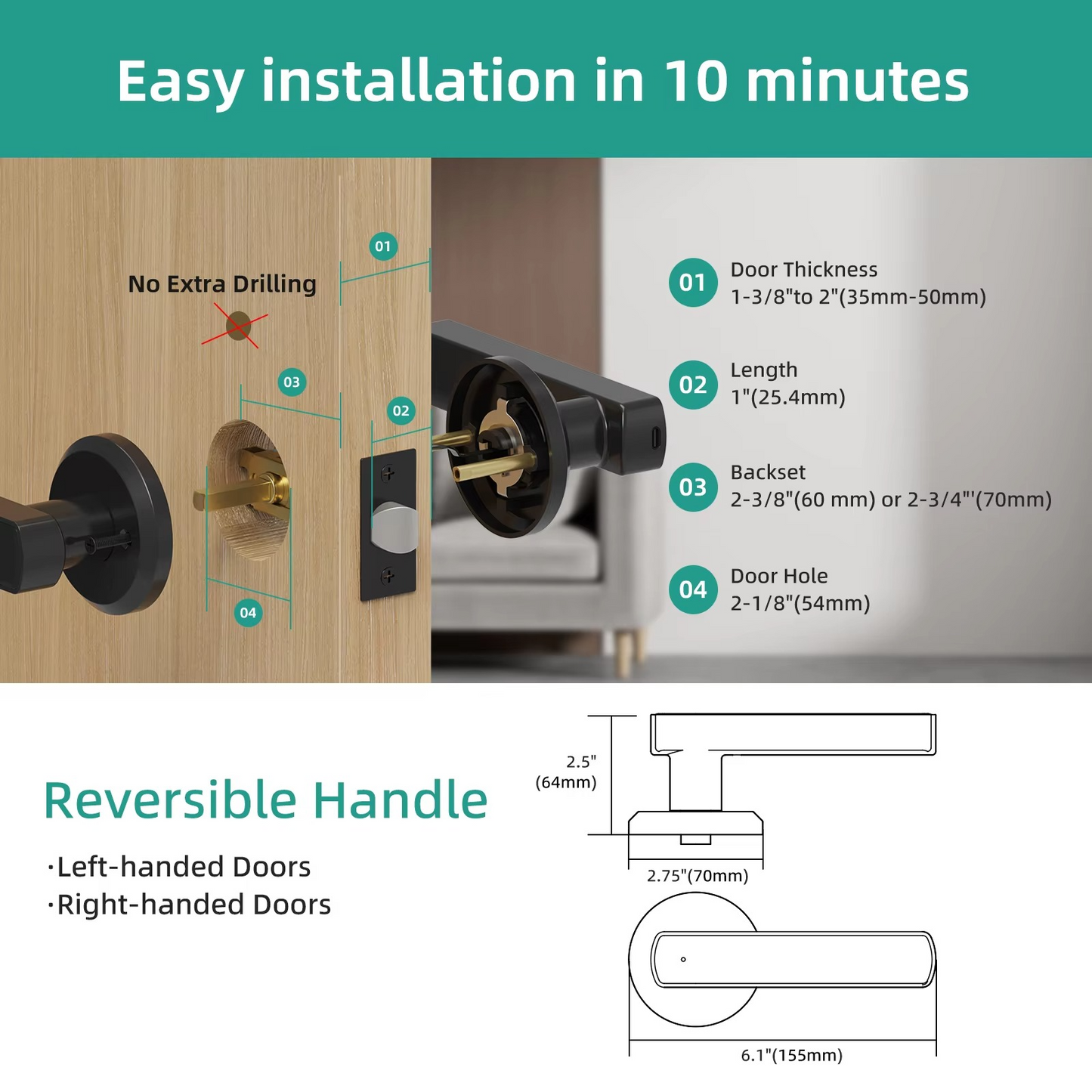 Keyless Entry Door Lock with Handle