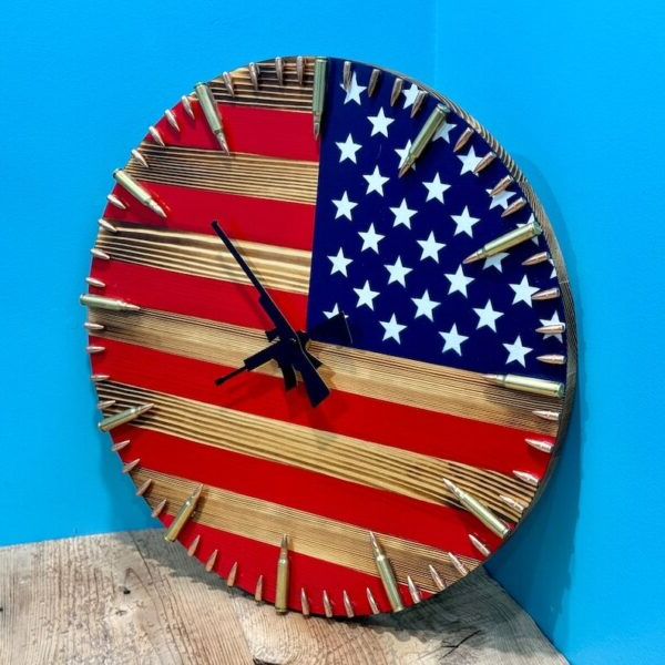 Handmade American Flag Clock | Handmade Patriotic Flag...